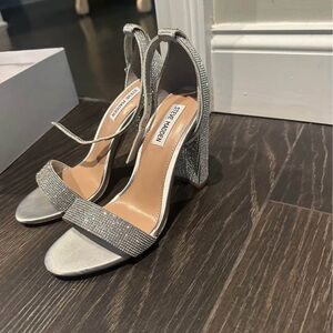 Steve Madden Glittering Silver Block Heels